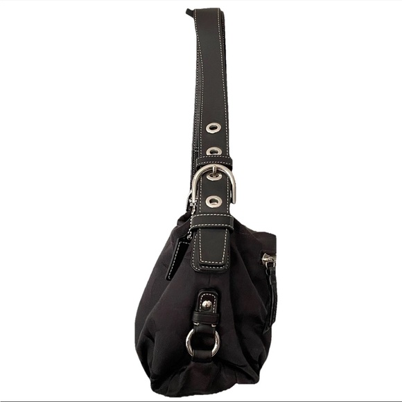 VTG Y2K COACH Signature Jacquard East West Shoulder Bag Purse Monochrome Black - Picture 6 of 14